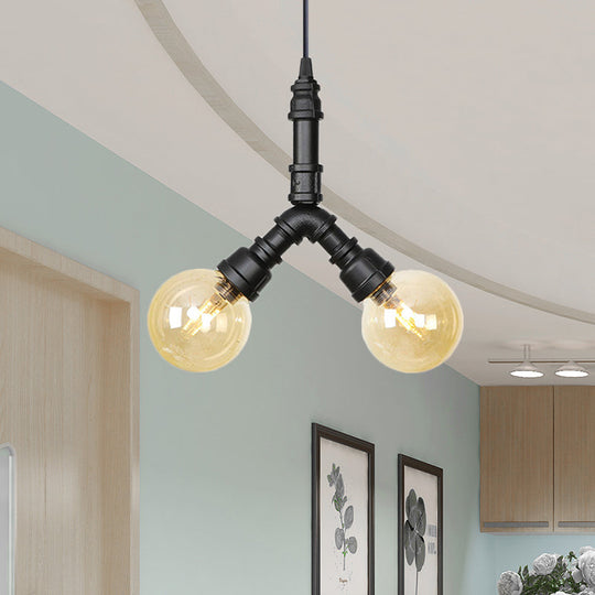 Maasym - Antiqued 2/3/4-Bulb Chandelier Coffee House Led Ceiling Pendant Light With Sphere Amber