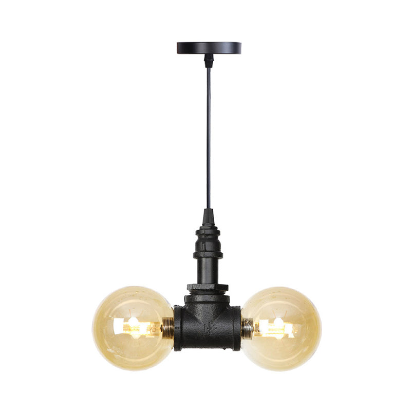 Maasym - Antiqued 2/3/4-Bulb Chandelier Coffee House Led Ceiling Pendant Light With Sphere Amber