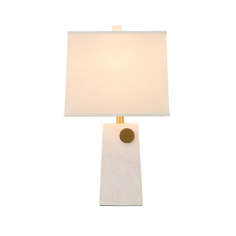 Modern White Pagoda Reading Light With Fabric Shade - 1 Bulb Task Lighting