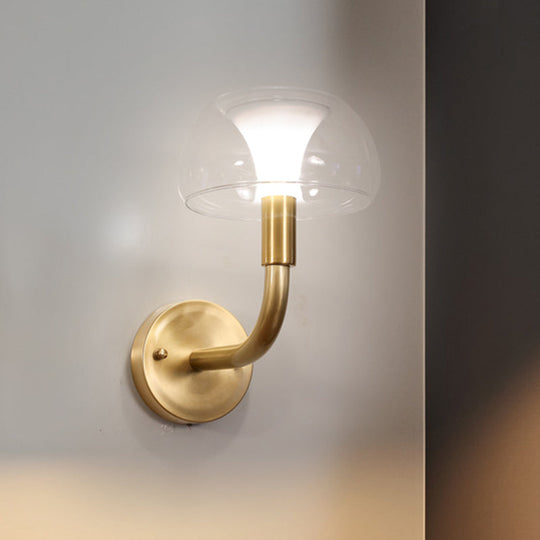 Traditional Brass Bedside Sconce Light With Clear Glass Shade 1 /