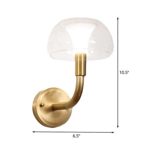 Traditional Brass Bedside Sconce Light With Clear Glass Shade