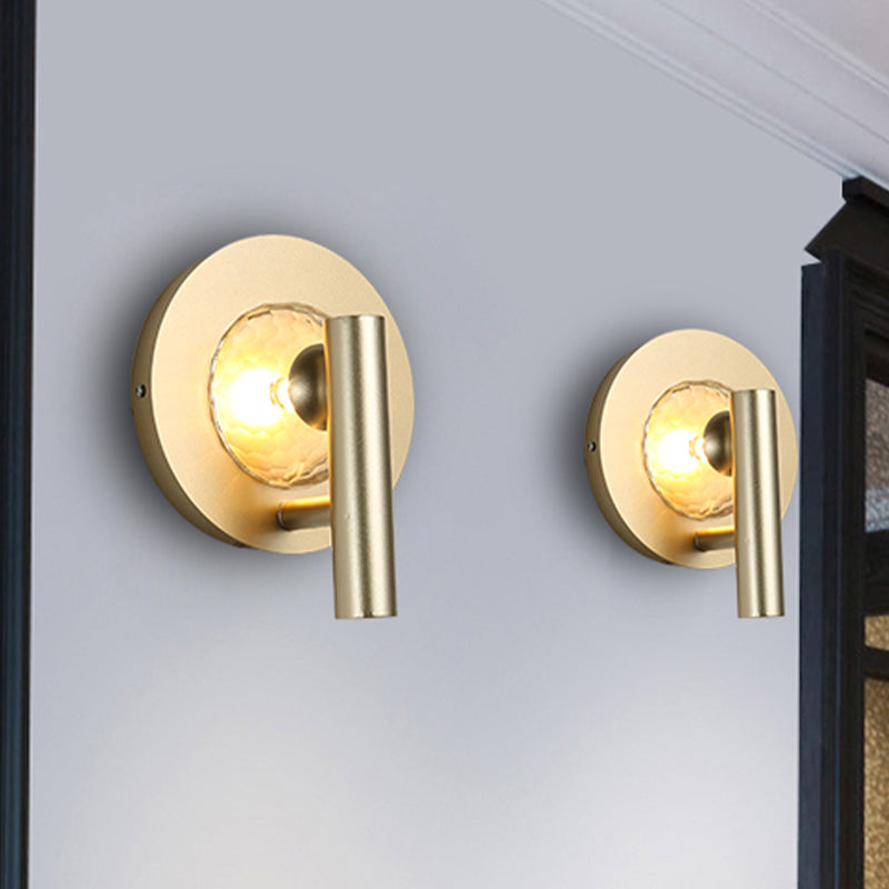 Sleek Gold Cylinder Wall Mount Light: 1-Head Led Sconce Fixture For Foyer