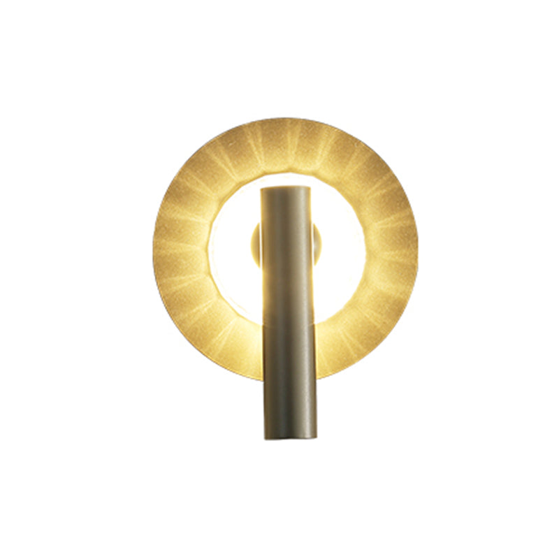 Sleek Gold Cylinder Wall Mount Light: 1-Head Led Sconce Fixture For Foyer