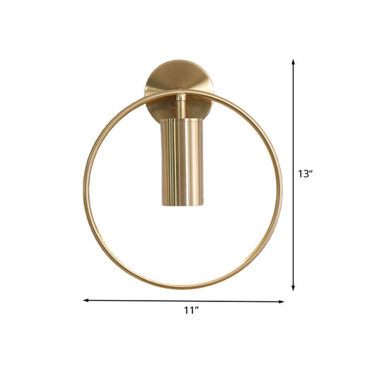 11/15 Metal Gold Wall Mount Vintage Flush Sconce With 1 Bulb In Warm/White/Natural Light