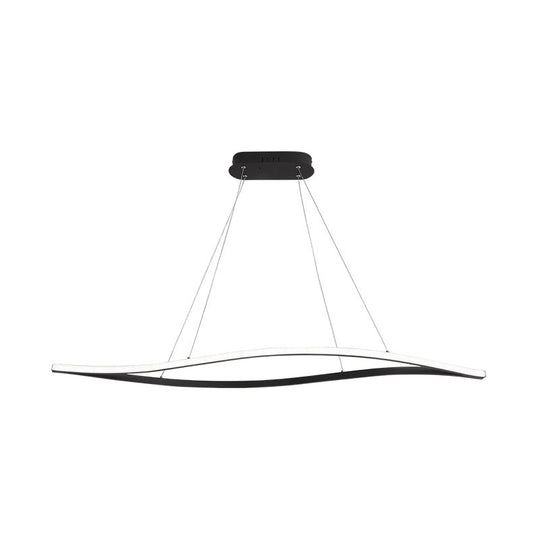 Modern Led Chandelier Lamp - Acrylic Shade White/Black Wave Design Hangs In White/Warm/Natural Light