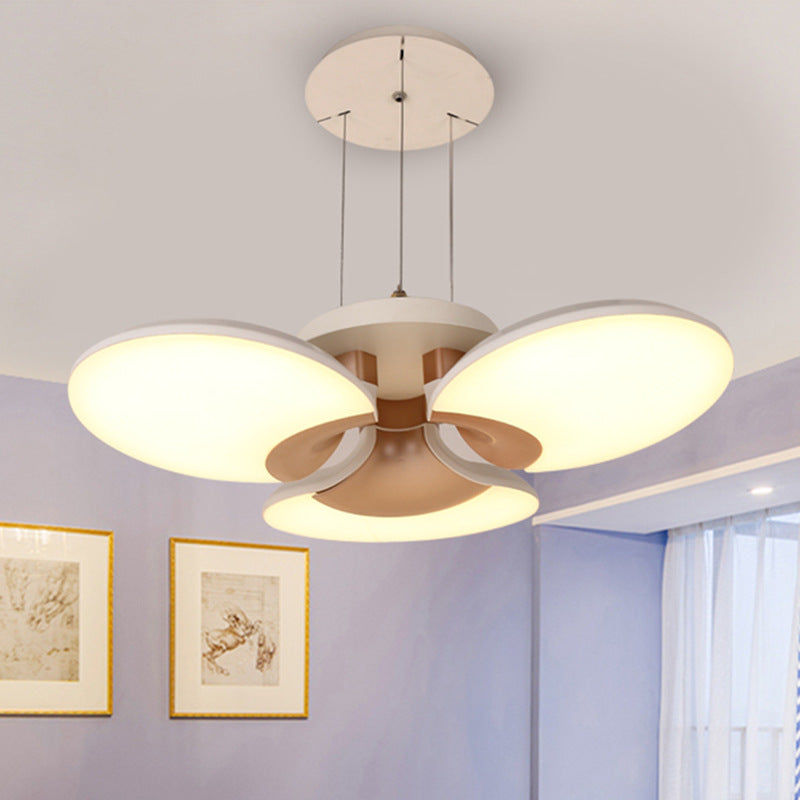 Flower-Shaped Acrylic Shade Chandelier: Modern White Pendant Light For Living Room - 3 Lights