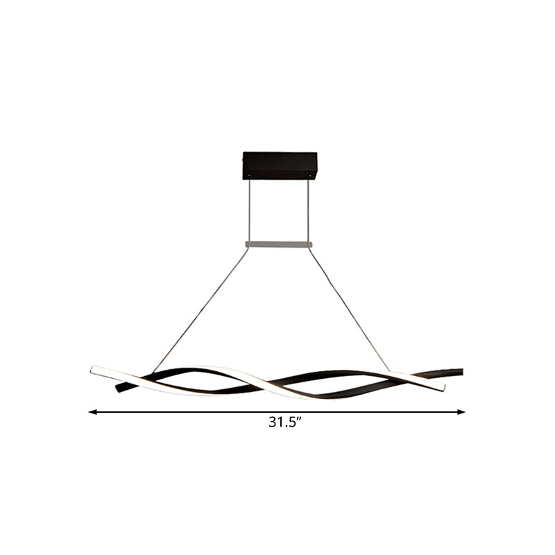 Lustre moderne à LED en forme de vague en acrylique avec lumière blanche/chaude/naturelle - 31,5"/39"/47" de large