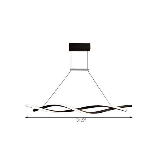 Modern Acrylic Wave Chandelier Pendant Lamp - Led Black/Grey White/Warm/Natural Light 31.5/39/47