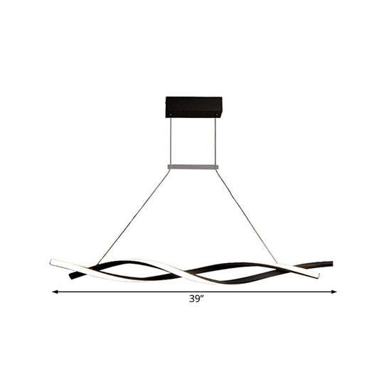 Modern Acrylic Wave Chandelier Pendant Lamp - Led Black/Grey White/Warm/Natural Light 31.5/39/47