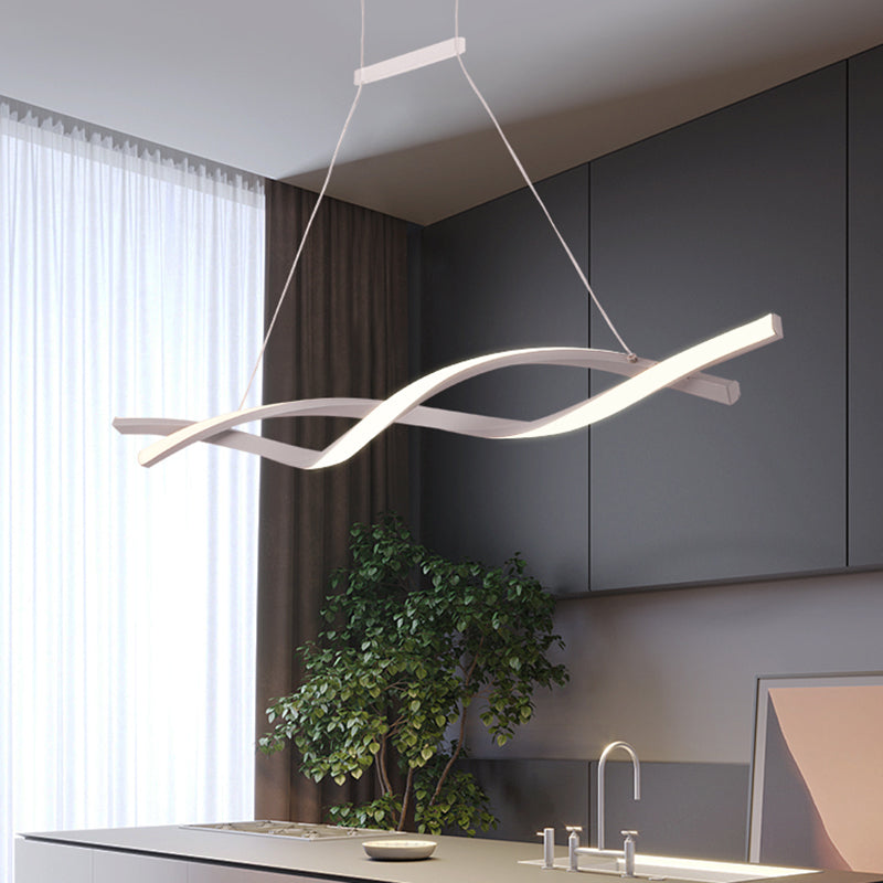 Modern Acrylic Wave Chandelier Pendant Lamp - Led Black/Grey White/Warm/Natural Light 31.5/39/47