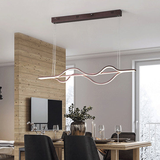 Lustre LED torsadé en acrylique : suspension noire moderne pour salle à manger avec éclairage blanc/chaud/naturel réglable