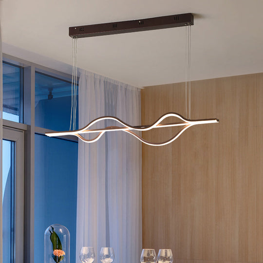 Lustre LED torsadé en acrylique : suspension noire moderne pour salle à manger avec éclairage blanc/chaud/naturel réglable