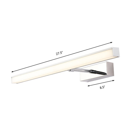 Modernist Metal Linear Vanity Sconce - 16/19.5/23.5 Wide Led Black/Silver Natural Light