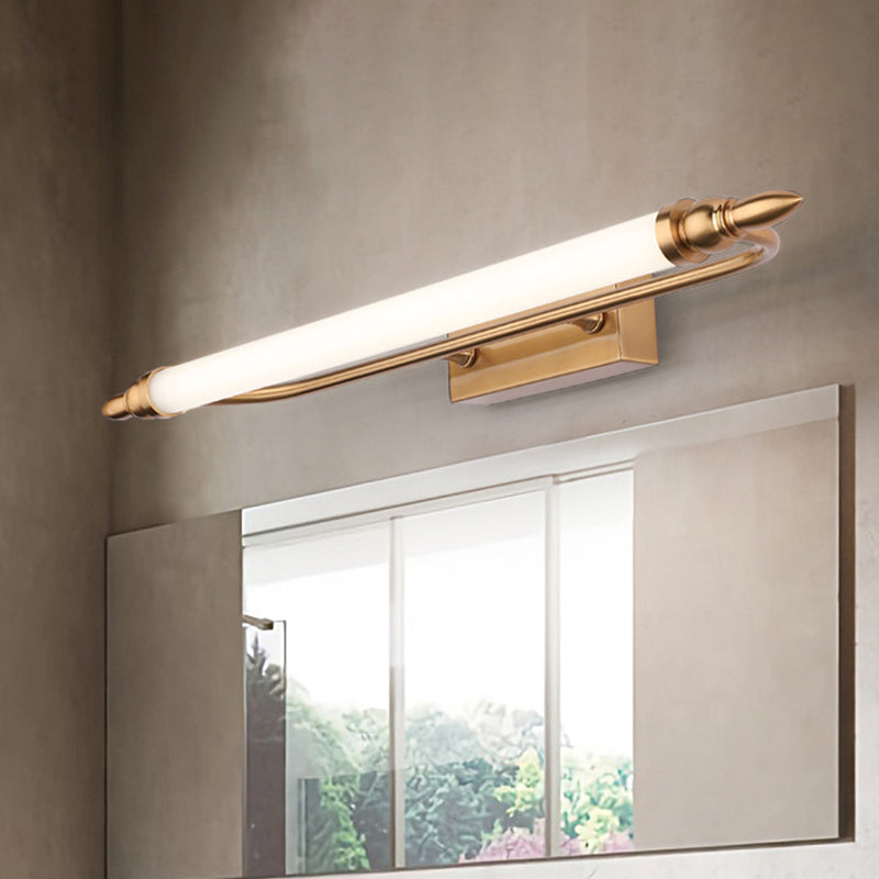 Modernist Led Gold Tube Metal Vanity Wall Lamp In Natural Light - 21.5/25.5/29.5 Wide