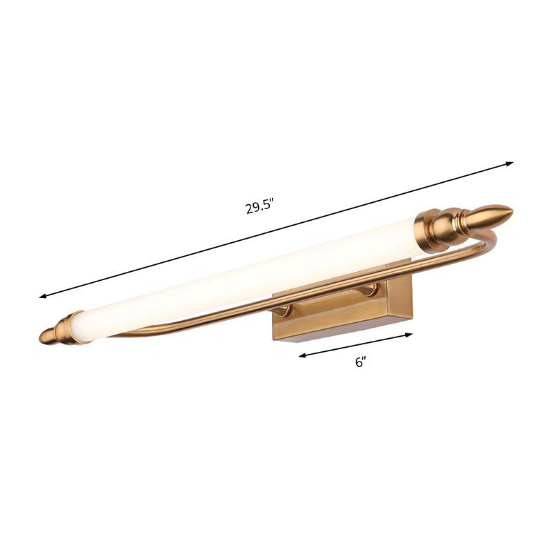 Modernist Led Gold Tube Metal Vanity Wall Lamp In Natural Light - 21.5/25.5/29.5 Wide