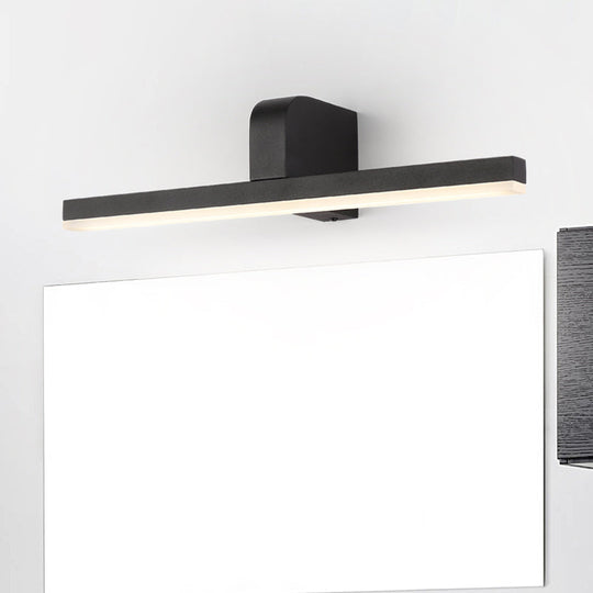 Modern Linear Led Vanity Light - White/Black Metal Wall Mount In Natural 16/19.5/23.5 Wide Black /