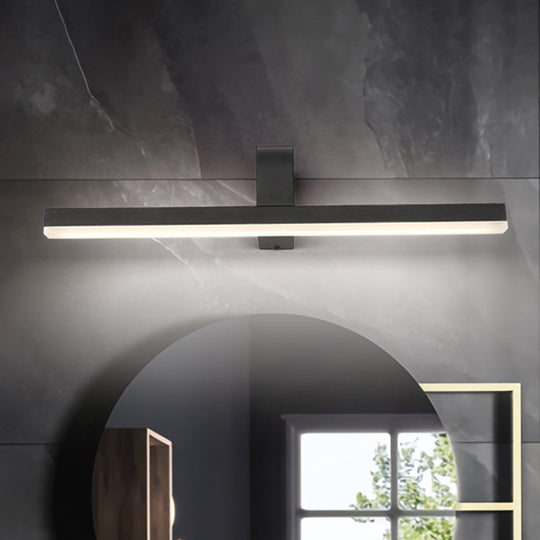 Modern Linear Led Vanity Light - White/Black Metal Wall Mount In Natural 16/19.5/23.5 Wide