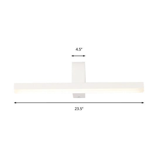 Modern Linear Led Vanity Light - White/Black Metal Wall Mount In Natural 16/19.5/23.5 Wide