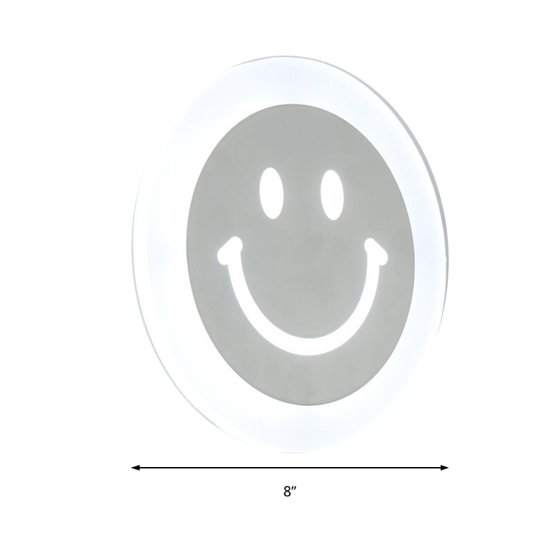 Smiley Face Led Sconce Lamp - Ultra-Thin Acrylic Shade Warm/White Wall Lighting