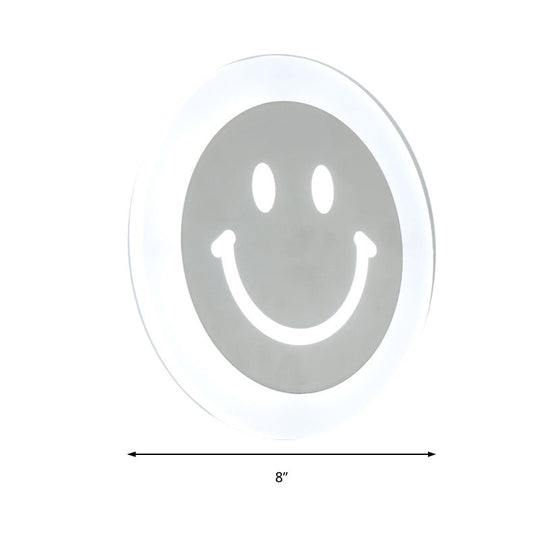 Smiley Face Led Sconce Lamp - Ultra-Thin Acrylic Shade Warm/White Wall Lighting