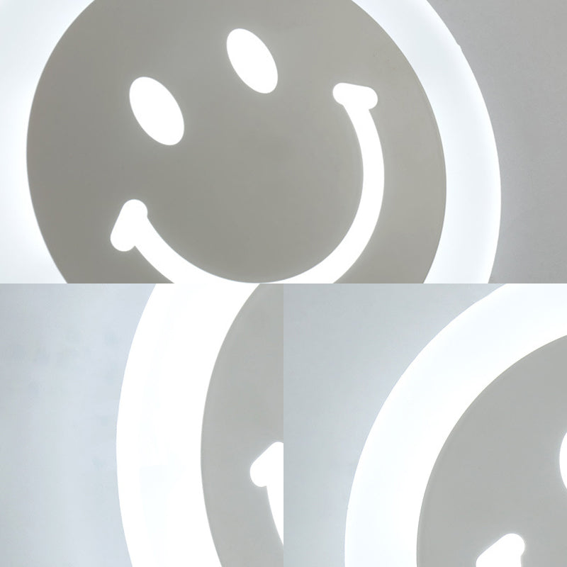 Smiley Face Led Sconce Lamp - Ultra-Thin Acrylic Shade Warm/White Wall Lighting