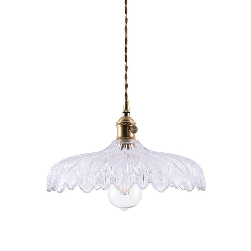 Modern White Prismatic Glass Umbrella Pendant Lamp - 10/12 Wide 1-Light Brass Suspension Ideal For