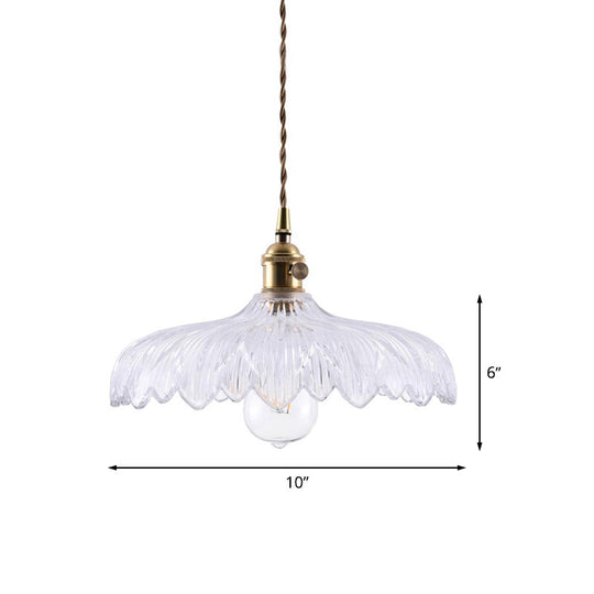 Modern White Prismatic Glass Umbrella Pendant Lamp - 10/12 Wide 1-Light Brass Suspension Ideal For