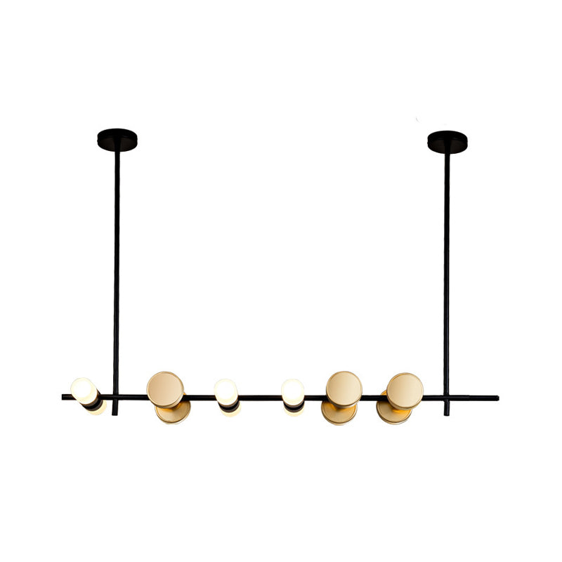 Contemporary Iron Chandelier With 6 Linear Pendant Lights For Kitchen Ceiling - Black