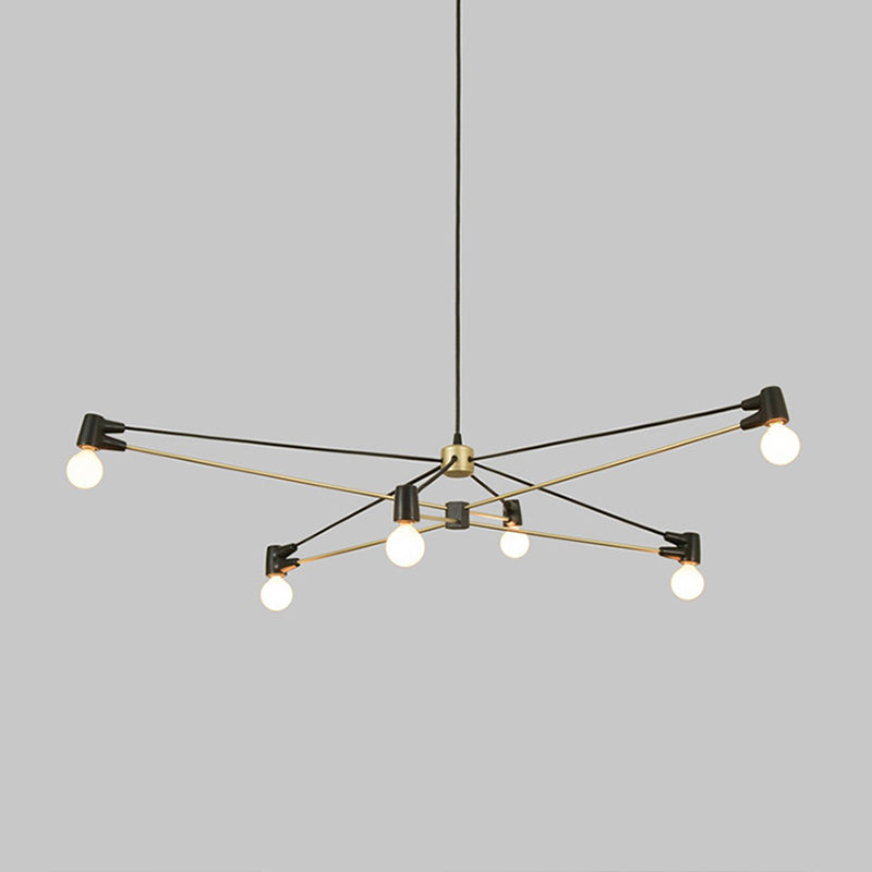 Lustre suspendu minimaliste à 6 ampoules en noir - Luminaire de salon métallique moderne