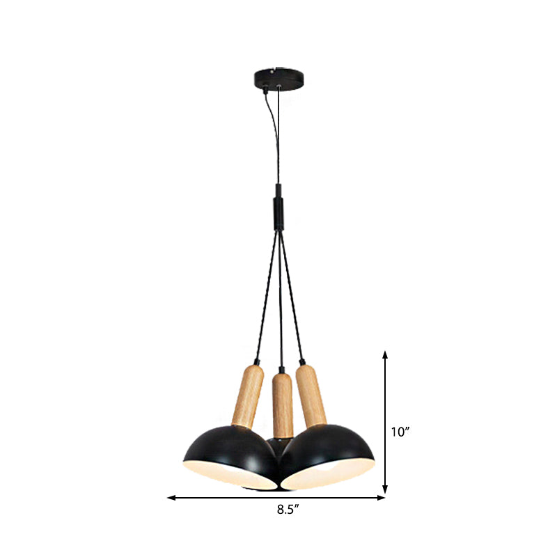 Tatiana - Industrial Metal Domed Hanging Chandelier with Wood Accents