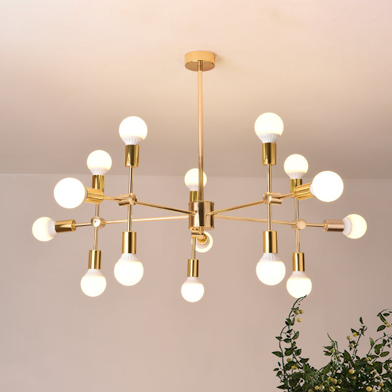 Gold Sputnik Hanging Ceiling Light Modern Nordic 15 Lights Iron Chandelier Pendant Lamp for Living Room