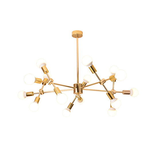 Gold Sputnik Hanging Ceiling Light Modern Nordic 15 Lights Iron Chandelier Pendant Lamp for Living Room