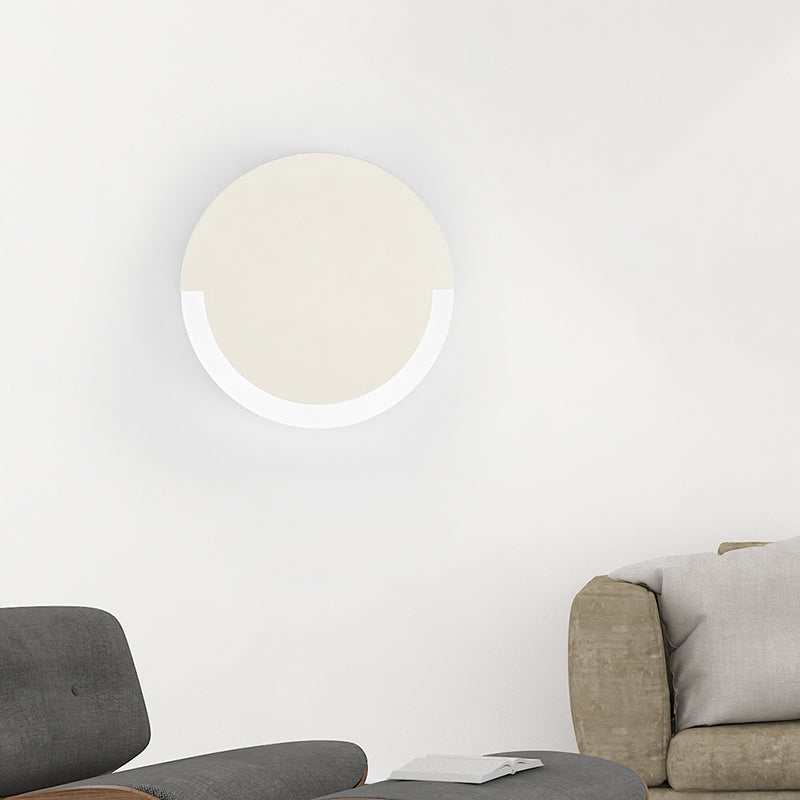 White And Gold Round Acrylic Led Wall Sconce For Bedroom - Warm/White Light /