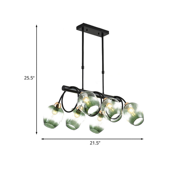 Lustre suspendu contemporain en forme de bourgeon de verre bleu avec motif à fossettes progressives