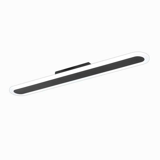 Minimalist Black Led Flush Ceiling Light - Wide Oblong Shape Multiple Size Options Corridor Mounted