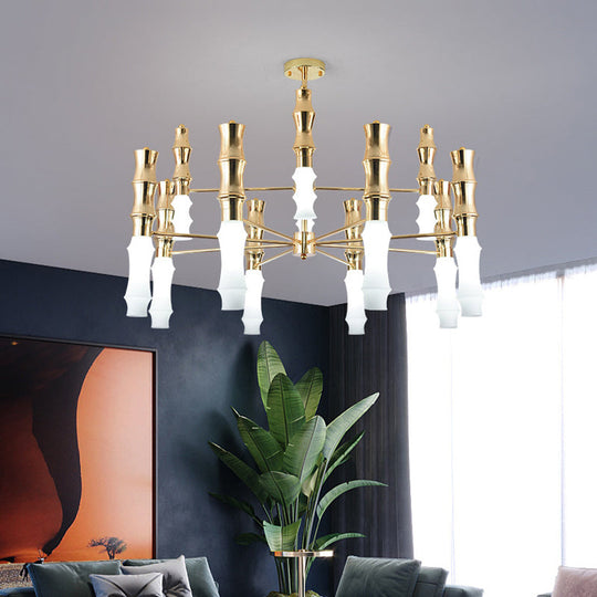 Modern 12-Heads Gold Bamboo Chandelier With Sputnik Design