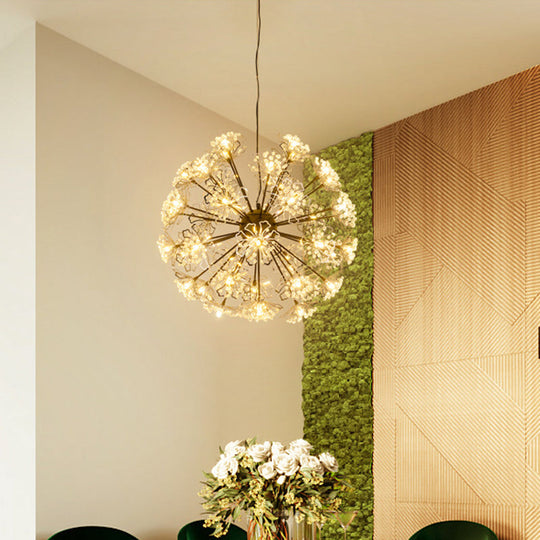 Contemporary Metallic Dandelion Chandelier Pendant Light - 24 Lights Brass Ceiling Lamp