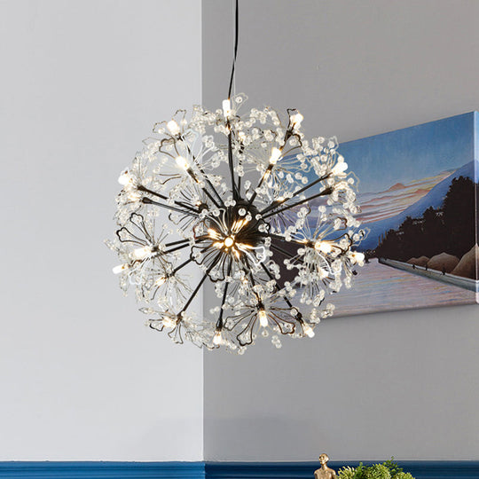 Lustre contemporain en métal avec pissenlit - Plafonnier en laiton (24 lumières)