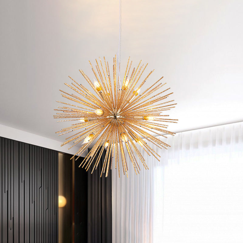 Gold Sea Urchin 12-Light Hanging Chandelier - Modern Restaurant Lighting Fixture