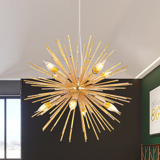 Gold Sea Urchin 12-Light Hanging Chandelier - Modern Restaurant Lighting Fixture