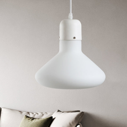 1-Light Simple White Dining Pendant With Cone/Globe/Cylinder Glass Design