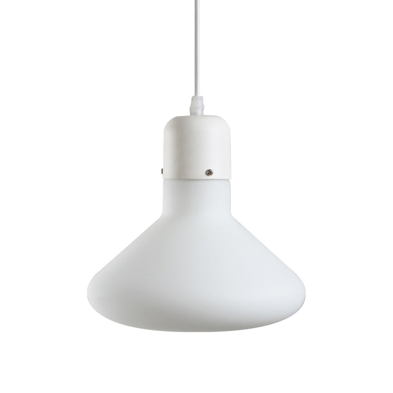 1-Light Simple White Dining Pendant With Cone/Globe/Cylinder Glass Design