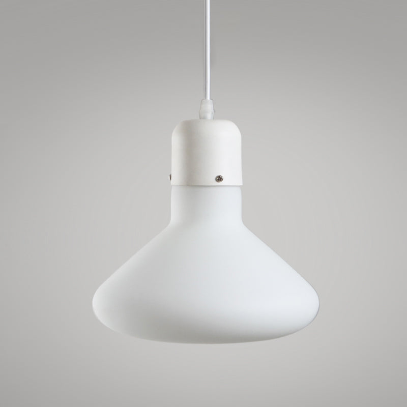 1-Light Simple White Dining Pendant With Cone/Globe/Cylinder Glass Design