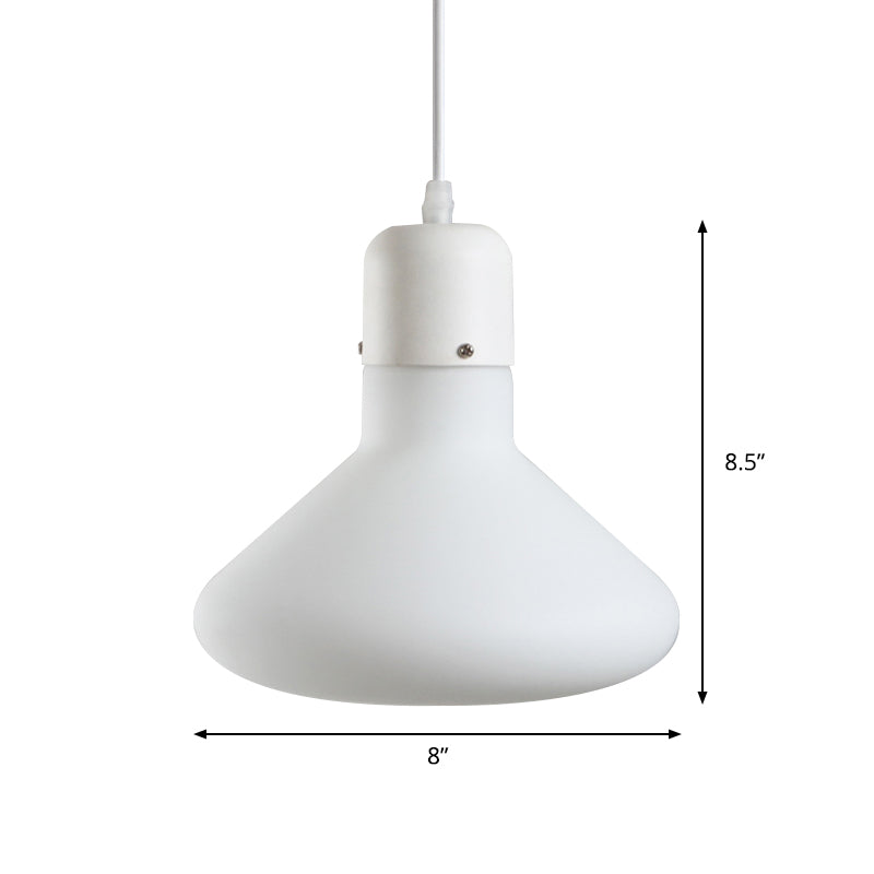 1-Light Simple White Dining Pendant With Cone/Globe/Cylinder Glass Design