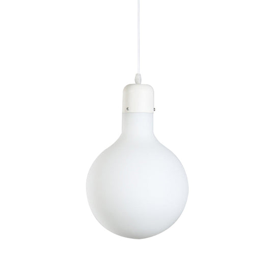 1-Light Simple White Dining Pendant With Cone/Globe/Cylinder Glass Design