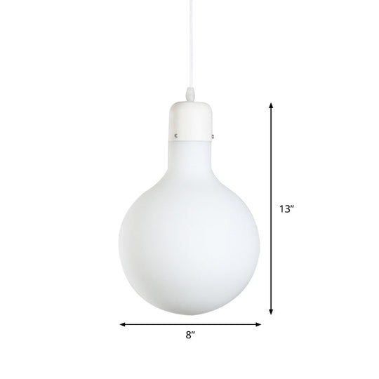 1-Light Simple White Dining Pendant With Cone/Globe/Cylinder Glass Design