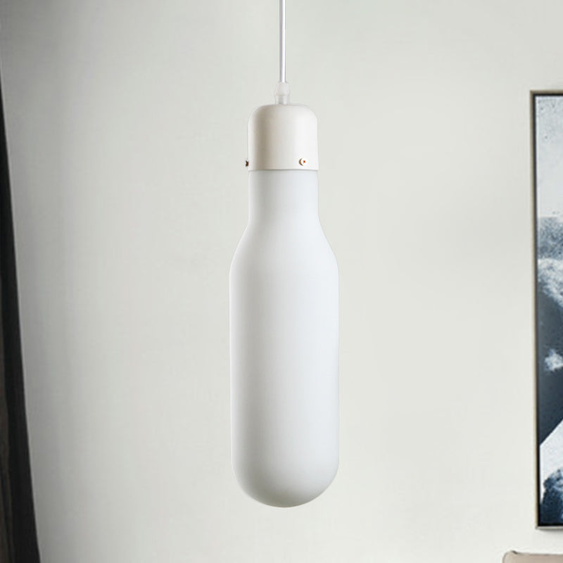 1-Light Simple White Dining Pendant With Cone/Globe/Cylinder Glass Design / Cylinder