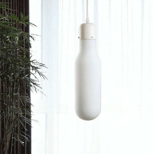 1-Light Simple White Dining Pendant With Cone/Globe/Cylinder Glass Design