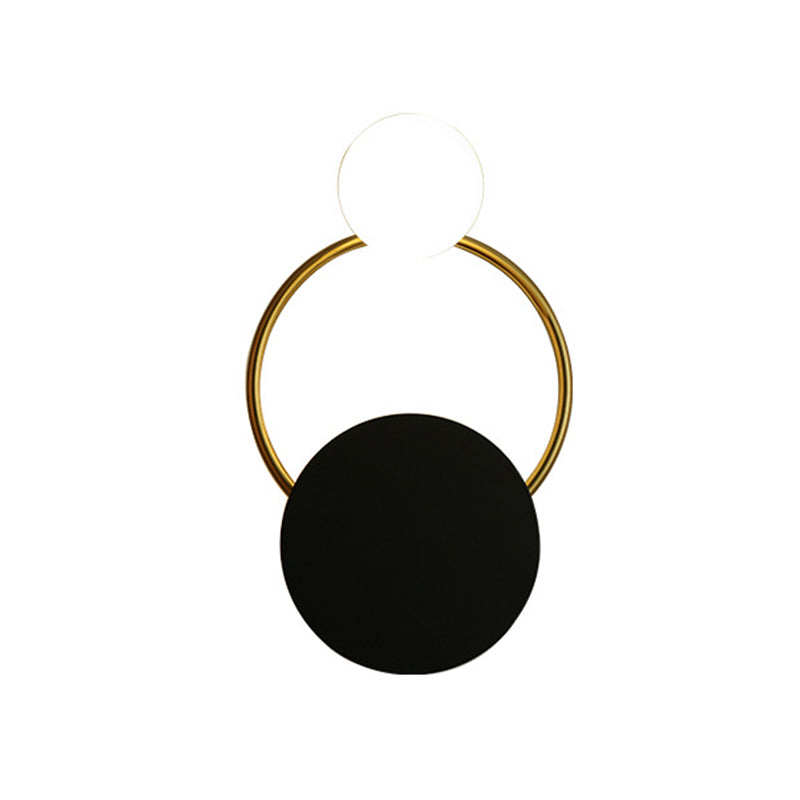 Modern Black And Gold Round Wall Sconce For Bedside Lighting