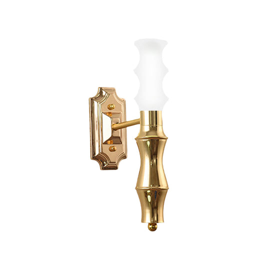 Post-Modern Bamboo Sconce Metal 1 Light Brass Fixture For Living Room Lighting